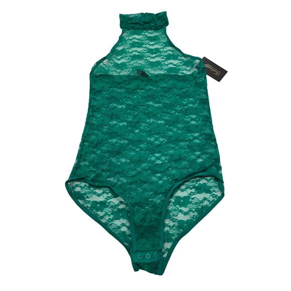 NEW Frederick's Of Hollywood Margarita Floral Lace Halter Teddy Size S Green NWT - Picture 1 of 9